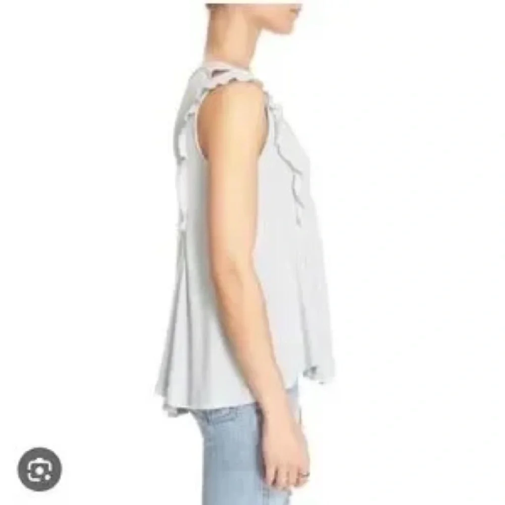 Free People Bondi Waffle Knit Tank Seafoam Green Ruffle Tunic Top Small